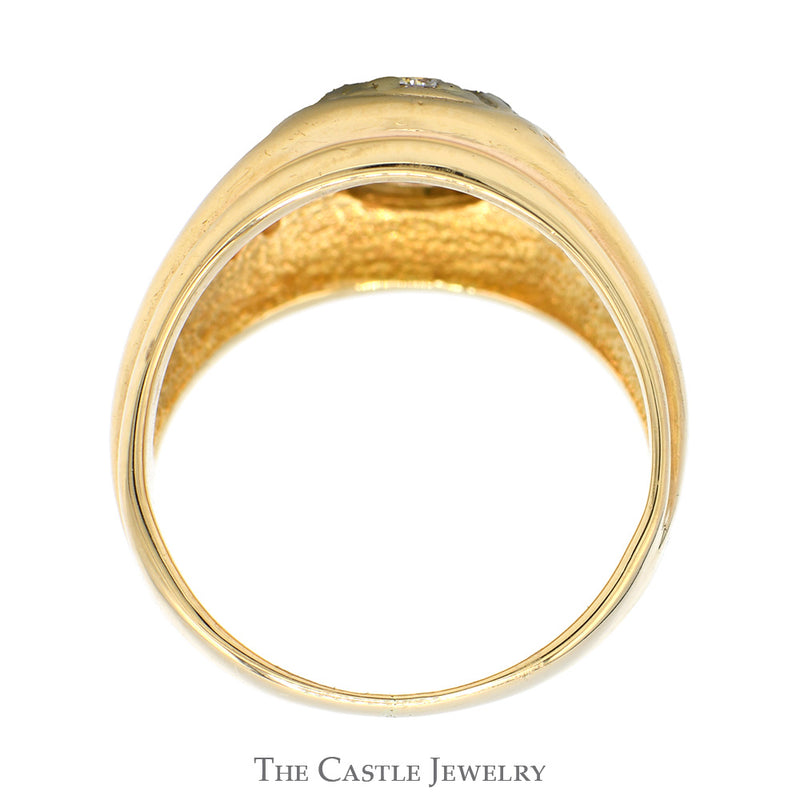 Oval Shaped Diamond Cluster Ring with Open Nugget Style Tapered Sides in 14k Yellow Gold