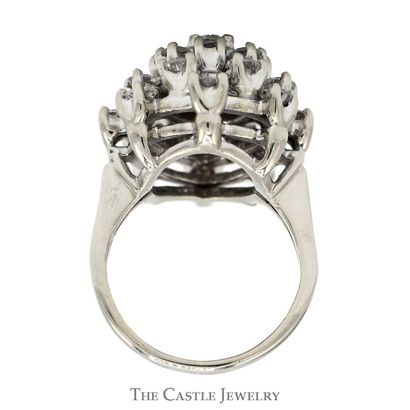 2.75cttw Round Diamond Cocktail Cluster Ring in 14k White Gold