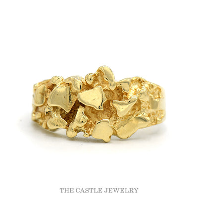 14k Yellow Gold Textured Nugget Style Ring - Size 10.25