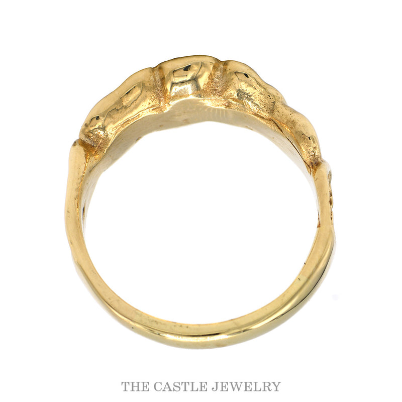 Front-facing view of the open nugget ring in 10k yellow gold