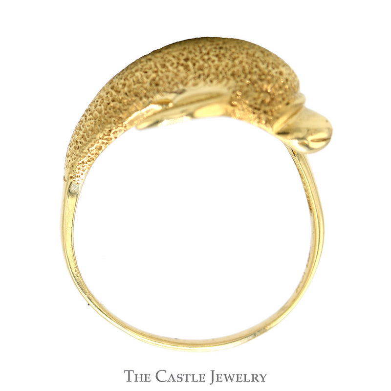 Detailed Dolphin Designed Bypass Ring in 10k Yellow Gold