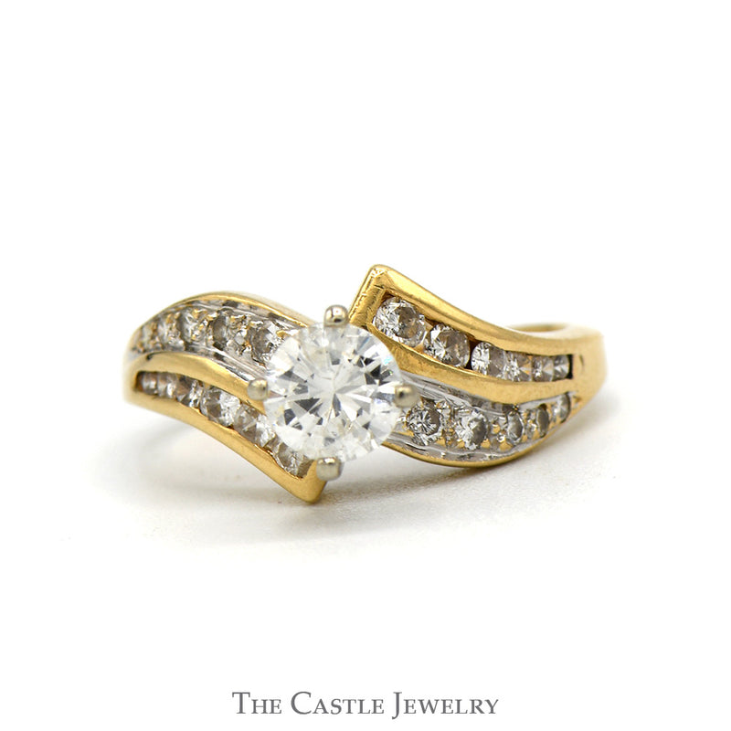 1CTTW Diamond Engagement Ring With .60CT Round Brilliant Cut Center With Round Brilliant Cut Side Diamonds In 14KT Yellow Gold