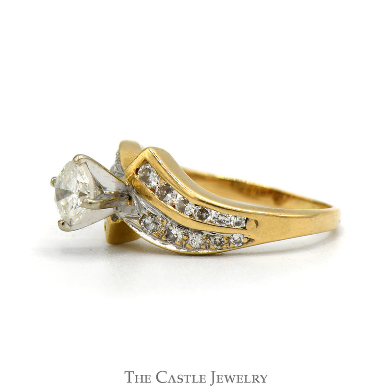 1CTTW Diamond Engagement Ring With .60CT Round Brilliant Cut Center With Round Brilliant Cut Side Diamonds In 14KT Yellow Gold