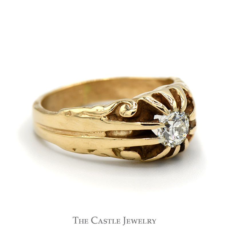 1/2ct Old European Cut Diamond Solitaire Ring with Claw Design in 10k Yellow Gold