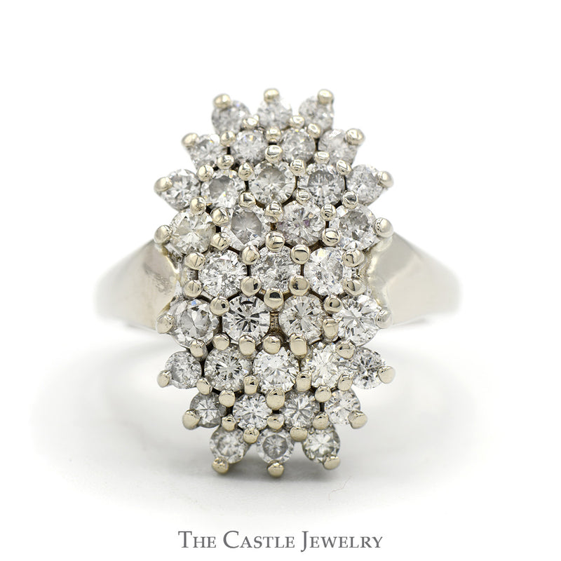 Rectangular 2cttw Round Diamond Cluster Ring in 14k White Gold