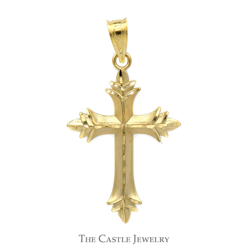 Diamond Cut Ornate Cross Charm Pendant in 14k Yellow Gold