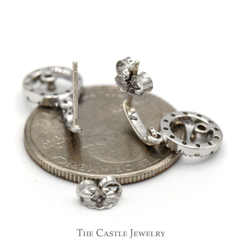 1/4cttw Diamond Circular Dangle Earrings in 14k White Gold