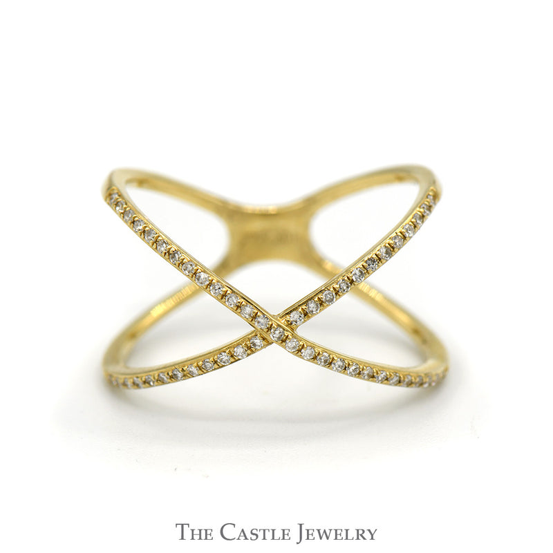 Diamond Open "X" Ring With .25CTTW Of Diamonds In 10 KT Yellow Gold