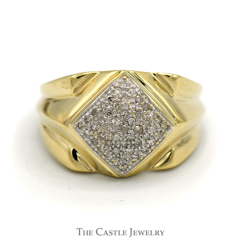 Men's 1/2cttw Kite Shaped Pave Diamond Cluster Ring
