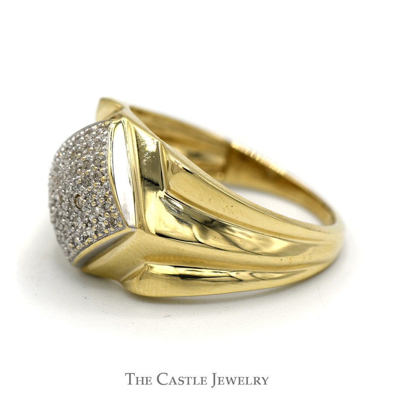 Men's 1/2cttw Kite Shaped Pave Diamond Cluster Ring