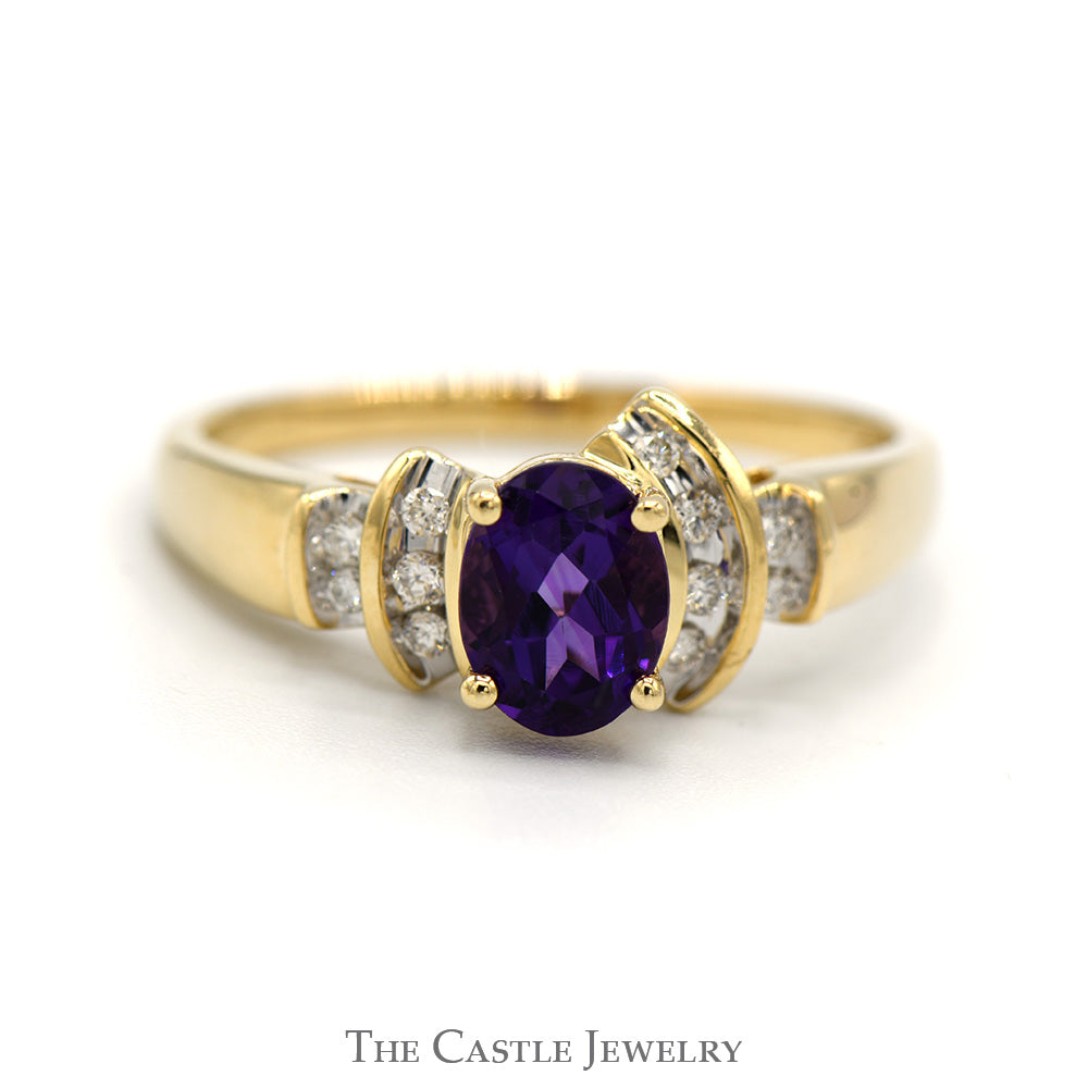 Oval Amethyst shops Yellow Gold Ring