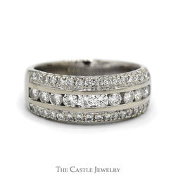 Diamond Band With Three Rows Of Diamonds 1 CTTW In 14KT White Gold