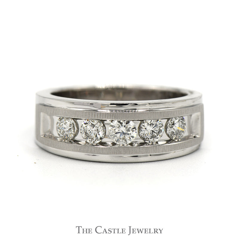 5 Nick Set 1cttw Diamond Men's Wedding Band in 10k White Gold