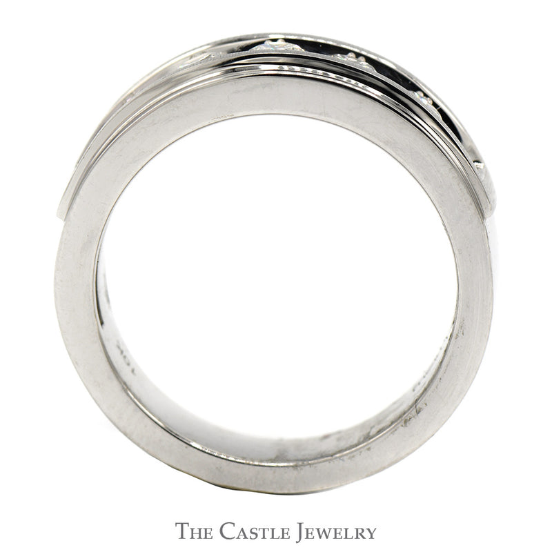 5 Nick Set 1cttw Diamond Men's Wedding Band in 10k White Gold