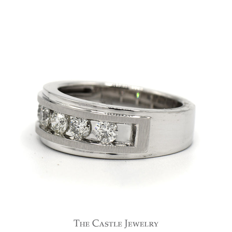 5 Nick Set 1cttw Diamond Men's Wedding Band in 10k White Gold