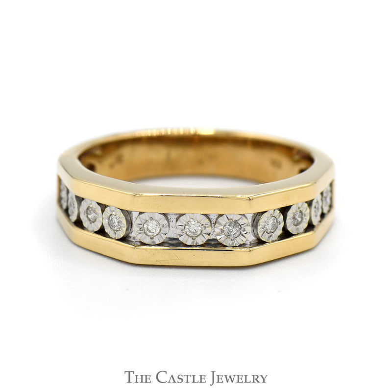 Illusion Set Diamond Band with Geometric Design in 10k Yellow Gold