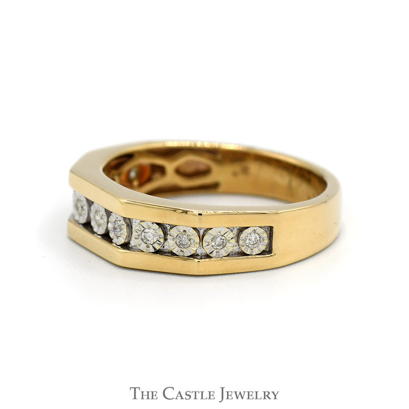 Illusion Set Diamond Band with Geometric Design in 10k Yellow Gold