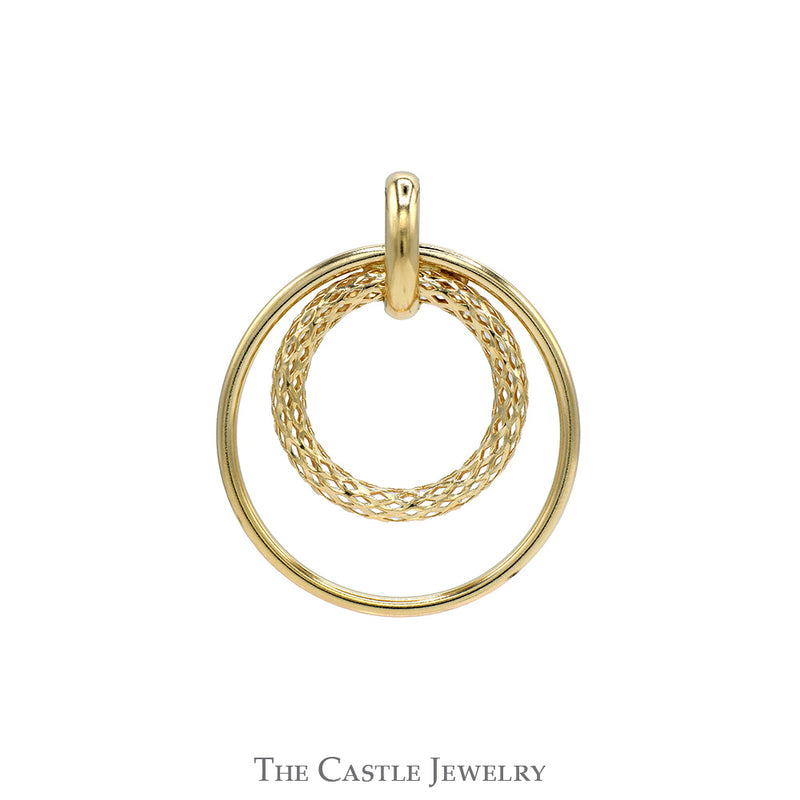 Double Circle Pendant with Open Byzantine Style in 14k Yellow Gold