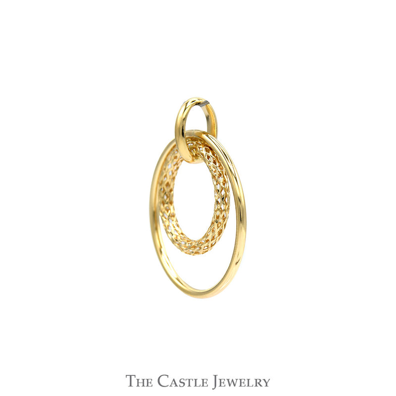 Double Circle Pendant with Open Byzantine Style in 14k Yellow Gold