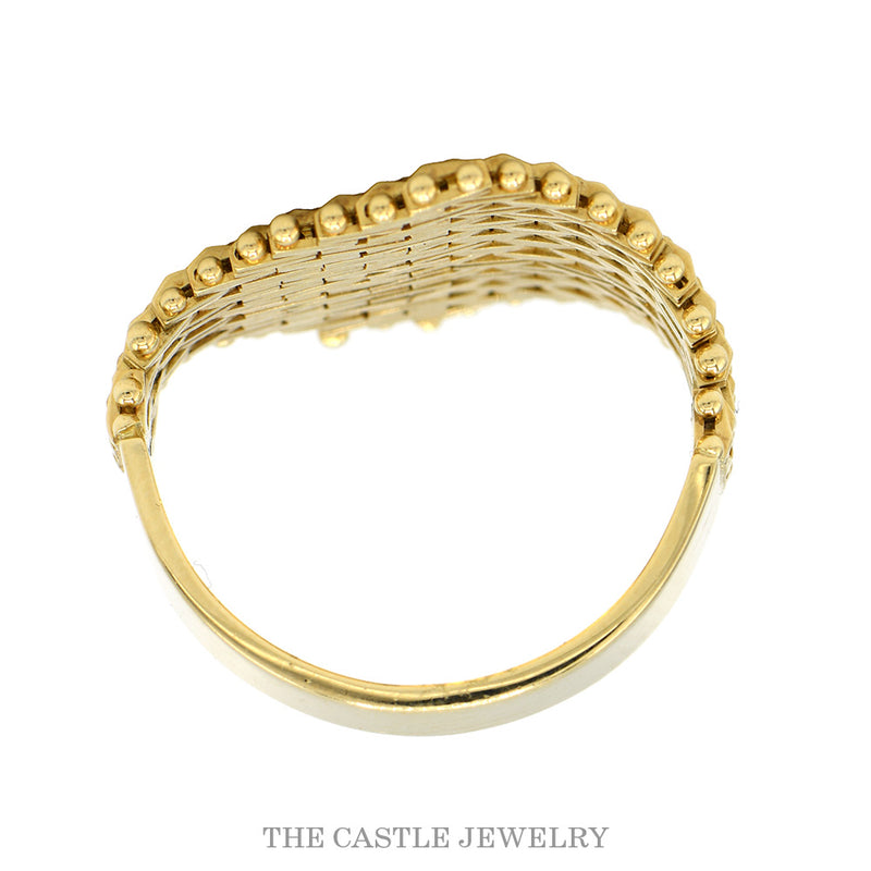 14k Yellow Gold Beaded Mesh Flexible Ring in 14k Yellow Gold