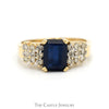 Le Vian 2ct Emerald Cut Sapphire Designer Ring with Diamond Accented Sides in 14k Yellow Gold