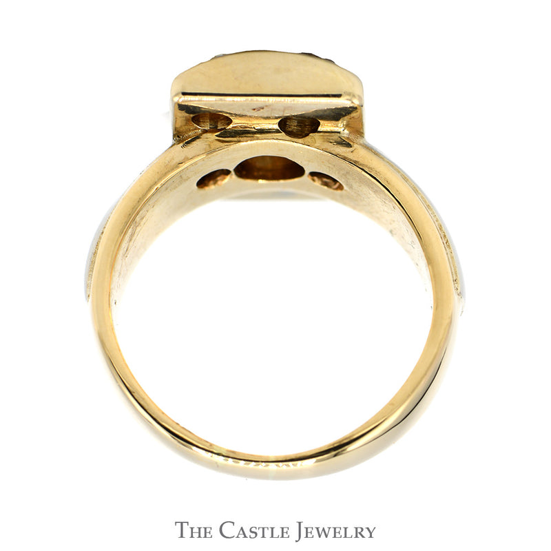 1.25cttw Rectangular Diamond Cluster Ring in 14k Two Tone Yellow & White Gold