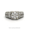 1.00ctw Diamond Cluster Ring with Multi-Row Shoulders in 14k White Gold