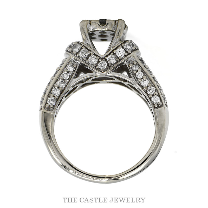 Front-facing view of the 14k white gold diamond cluster ring