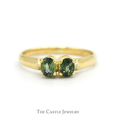 Double Oval Cut Green Spinel Ring in 18k Yellow Gold