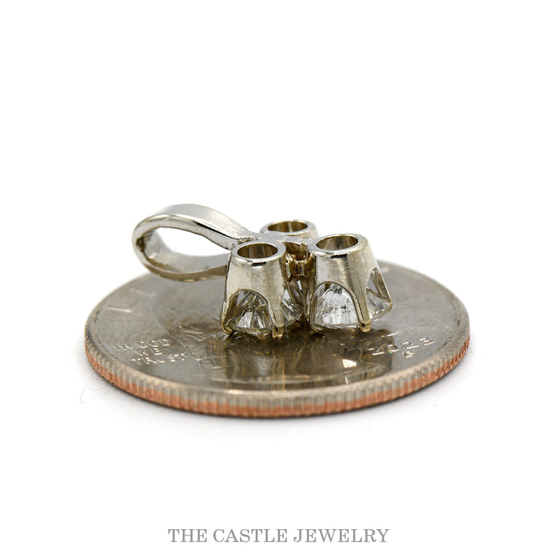 Triple Round Brilliant Cut Diamond Cluster Pendant in 10k White Gold