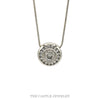 1/2cttw Round Shaped Bezel Set Diamond Cluster Pendant on 20 Inch Snake Chain in 14k White Gold
