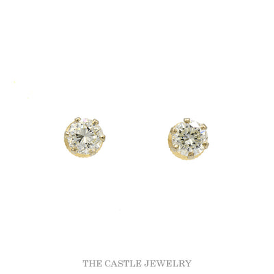 1.5cttw Round Diamond Stud Earrings in 14k Yellow Gold with Screwback Posts
