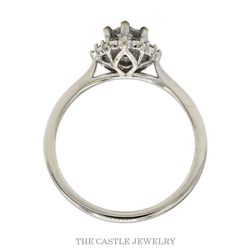 Lab Grown Marquise Diamond Halo Ring in 14K White Gold