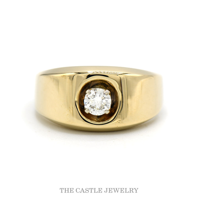 14K Yellow Gold .40ct Diamond Bezel Set Men’s Solitaire Ring