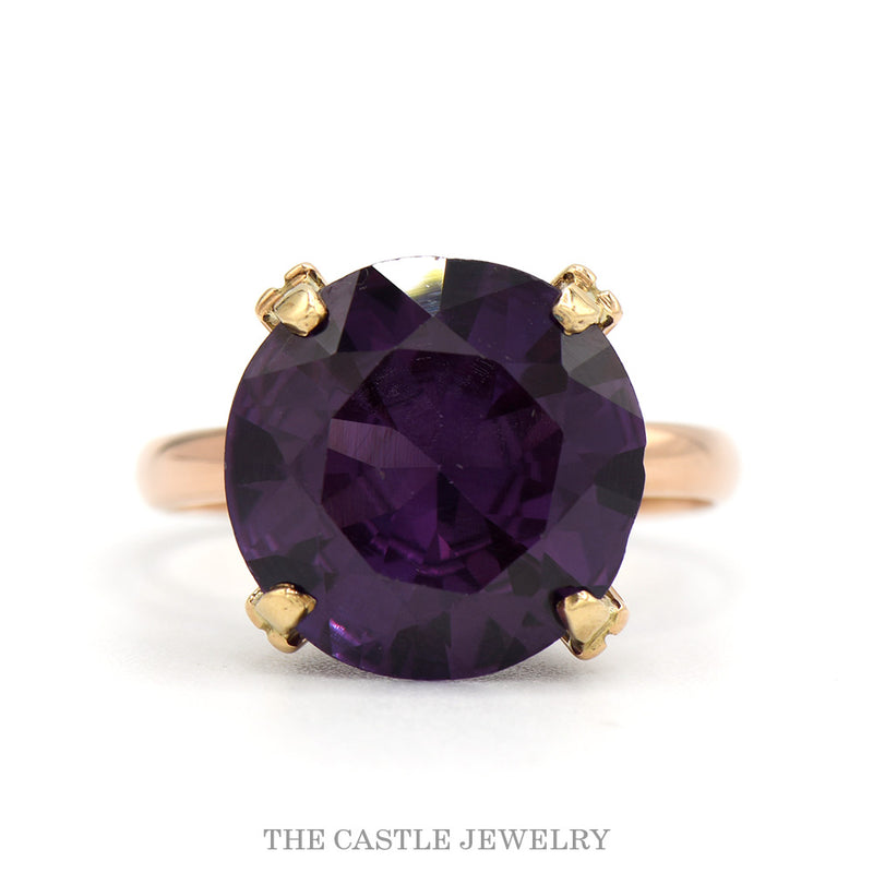 Round Synthetic Mystic Topaz Solitaire Ring in 14k Yellow Gold