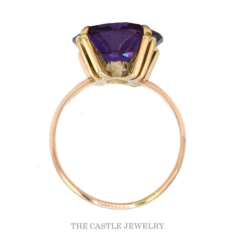 Round Synthetic Mystic Topaz Solitaire Ring in 14k Yellow Gold