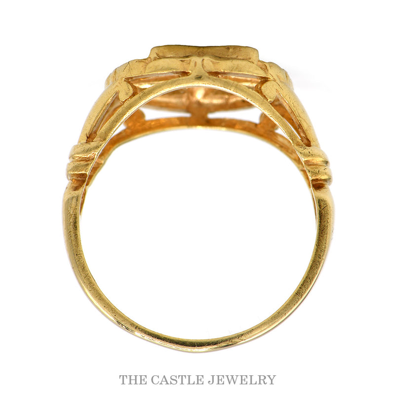 Front-facing view of the 14k yellow gold Eastern Star ring