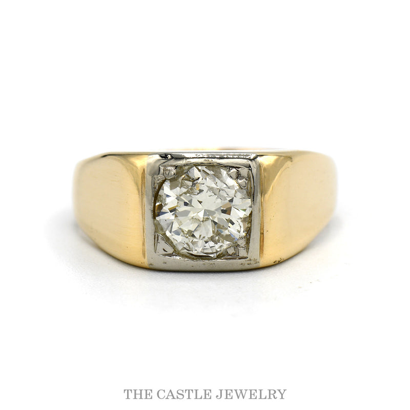 10k yellow gold men's approx 2ct diamond solitaire ring — top view