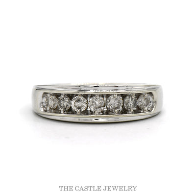10k white gold 0.70cttw diamond channel set band — top view