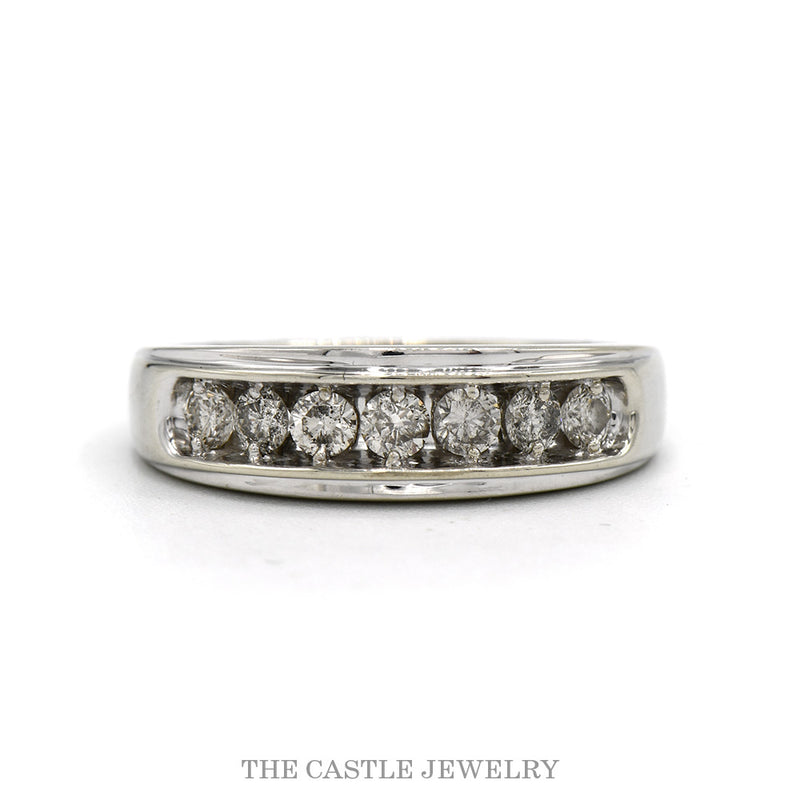 10k white gold 0.70cttw diamond channel set band — top view