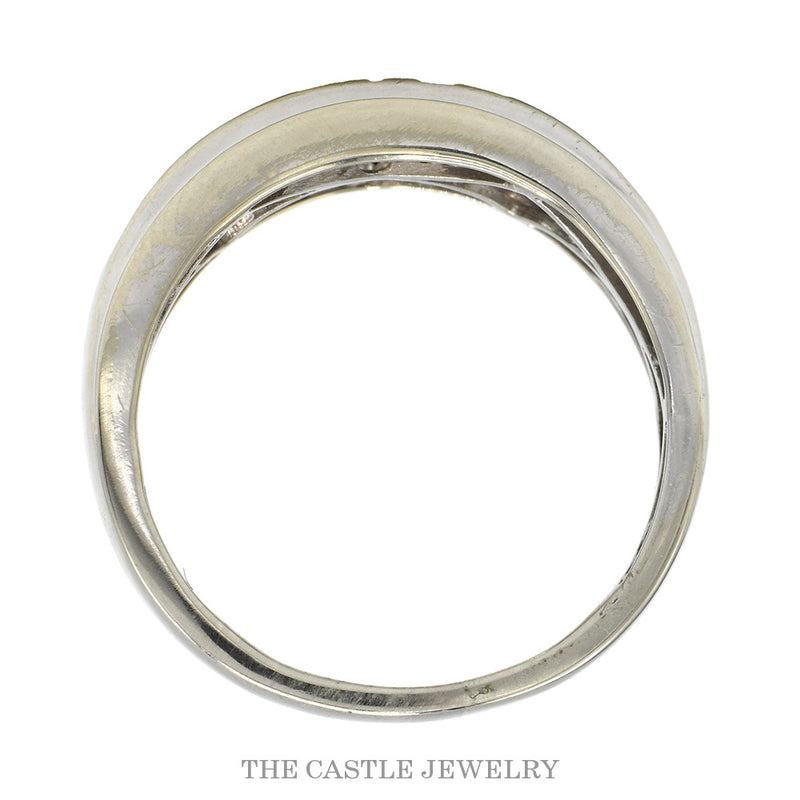 Front-facing view of the 10k white gold diamond anniversary band