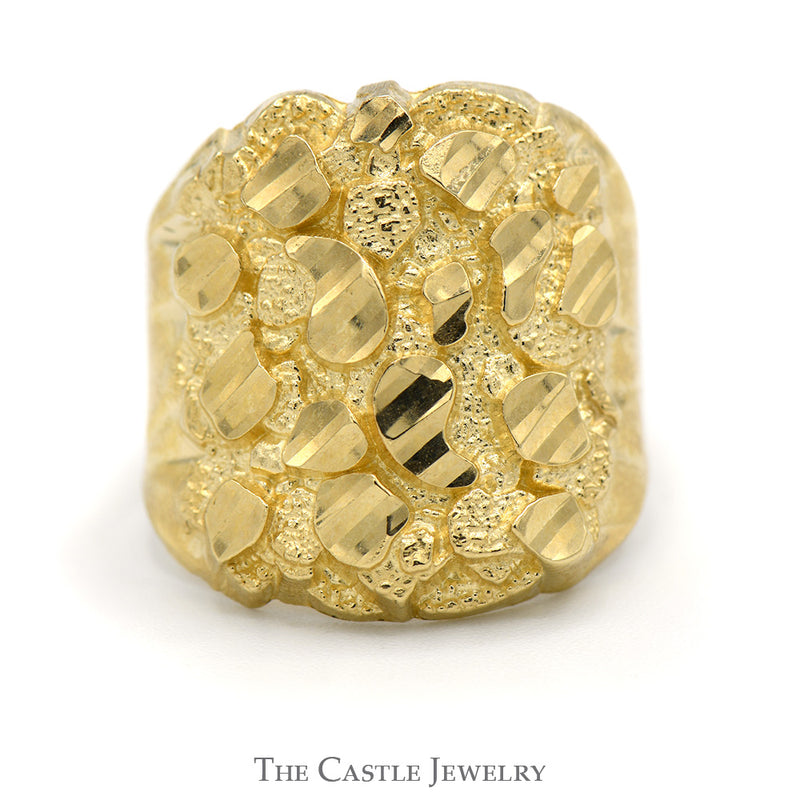 Wide Tapered Nugget Style Ring in 10k Yellow Gold - Size 6.5