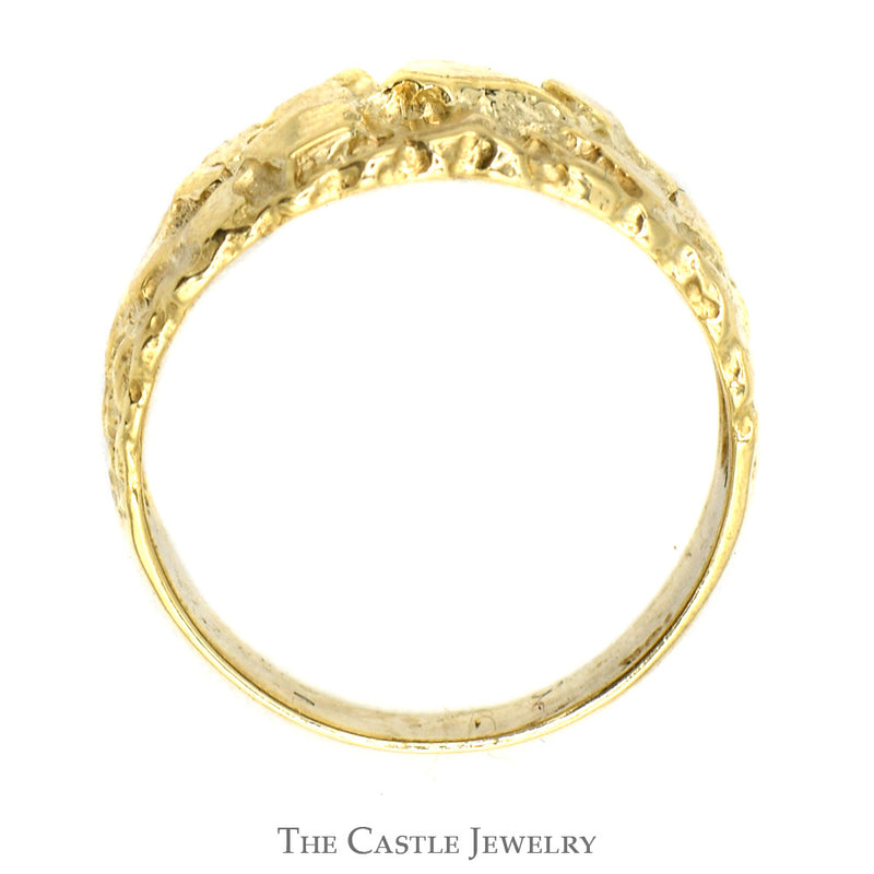 Men's Nugget Design Tapered Band Ring in 10k Yellow Gold