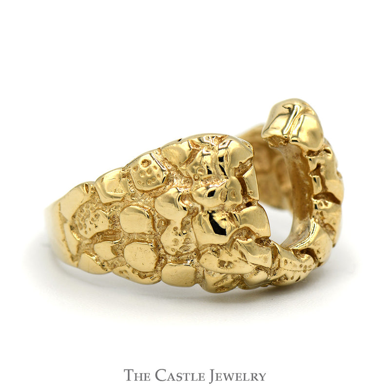 Nugget Style Horseshoe Ring in 10k Yellow Gold