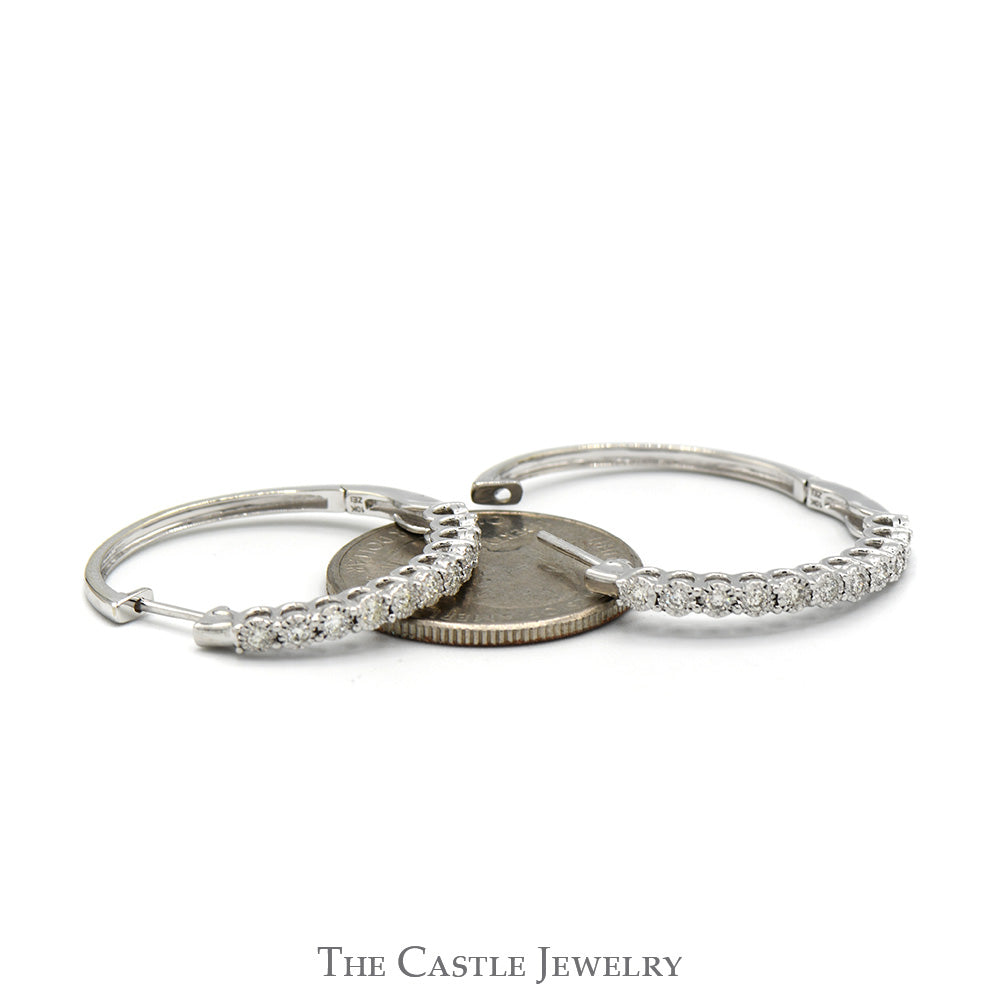 1/2cttw Illusion Set Diamond Hoop Earrings in 10k White Gold The