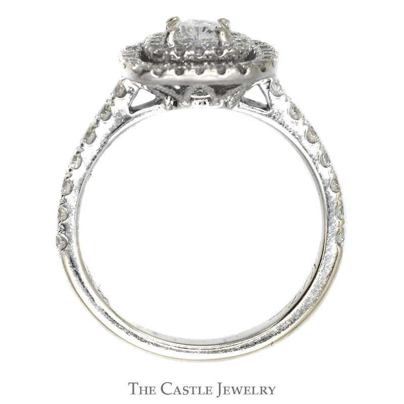 Neil Lane Designer Diamond Engagement Ring with Double Halo and Accents in 14k White Gold