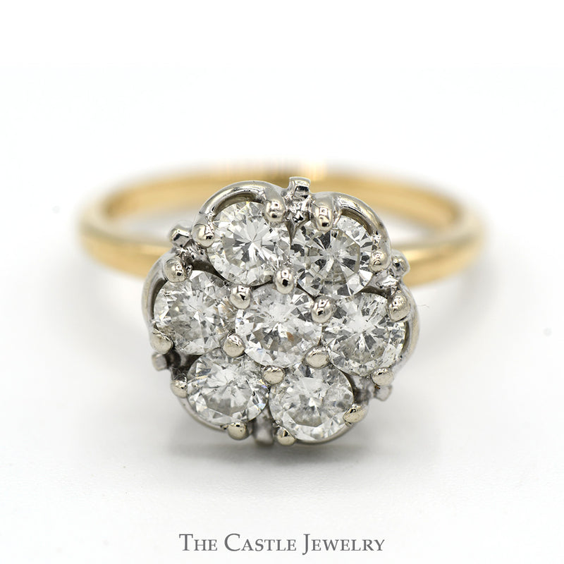 1.5cttw 7 Diamond Cluster Ring in 14k Yellow Gold
