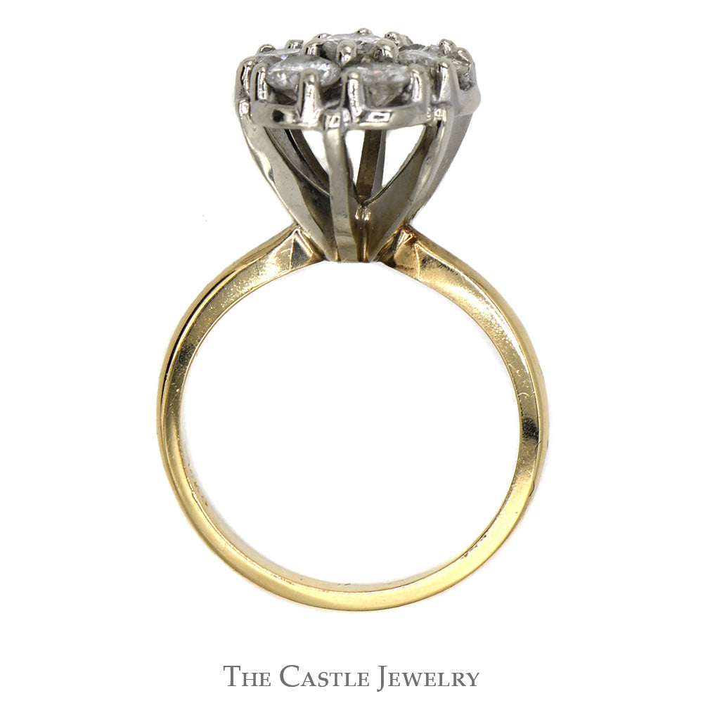 1.5cttw 7 Diamond Cluster Ring in 14k Yellow Gold