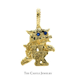 University Of Kentucky Wildcat Pendant With Sapphire Eyes In 14KT Yellow Gold