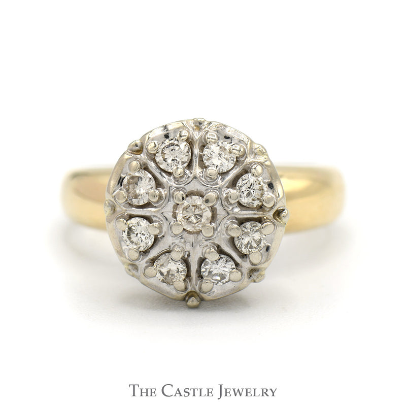 1/2cttw Round Diamond Cluster Ring in 10k Yellow Gold